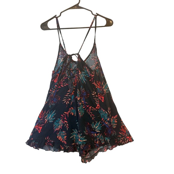 Roxy Floral Print Romper Sleeveless Tie Back Casual Summer Outfit XS - Picture 2 of 4